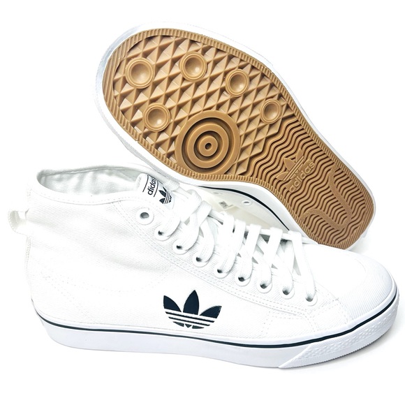 SOLD adidas Originals Nizza Hi Canvas White/Black Shoes Men's Size 8 FW8351 - Picture 5 of 7